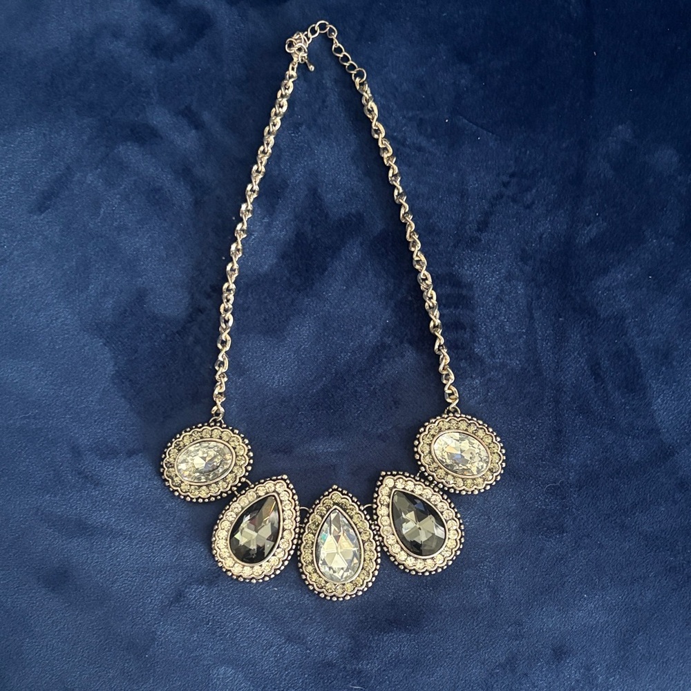 Gold Teardrop Crystal Pendant Necklace - Gold